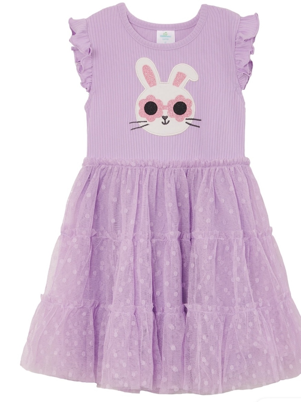 Girls Lavender Bunny Tulle Dress - Unbranded
